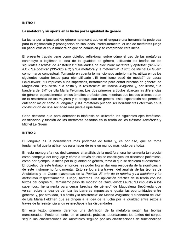 Metáforas en la lucha por la igualdad de género | PDF | Metáfora | Autor