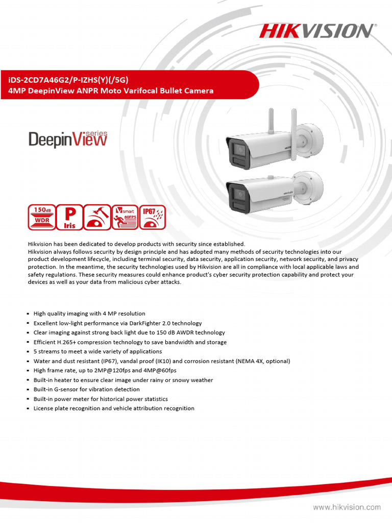 4MP ANPR Varifocal Bullet Camera | PDF | Field Of View | Infrared