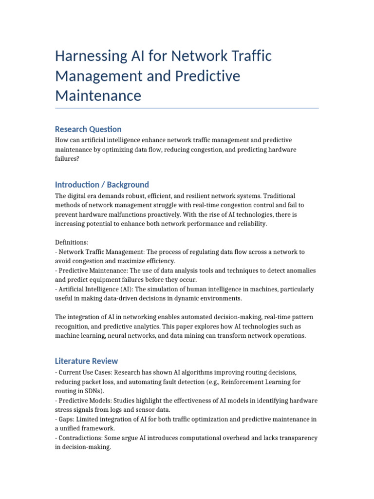 AI in Network Traffic Management | PDF | Artificial Intelligence ...
