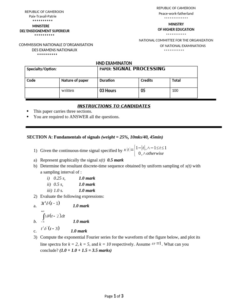 Signal Processing HND Exam Paper | PDF | Bandwidth (Signal Processing ...