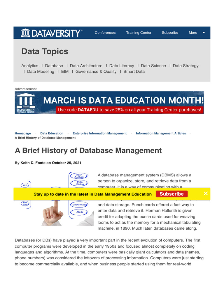 A Brief History of Database Management - DATAVERSITY | PDF | Databases ...