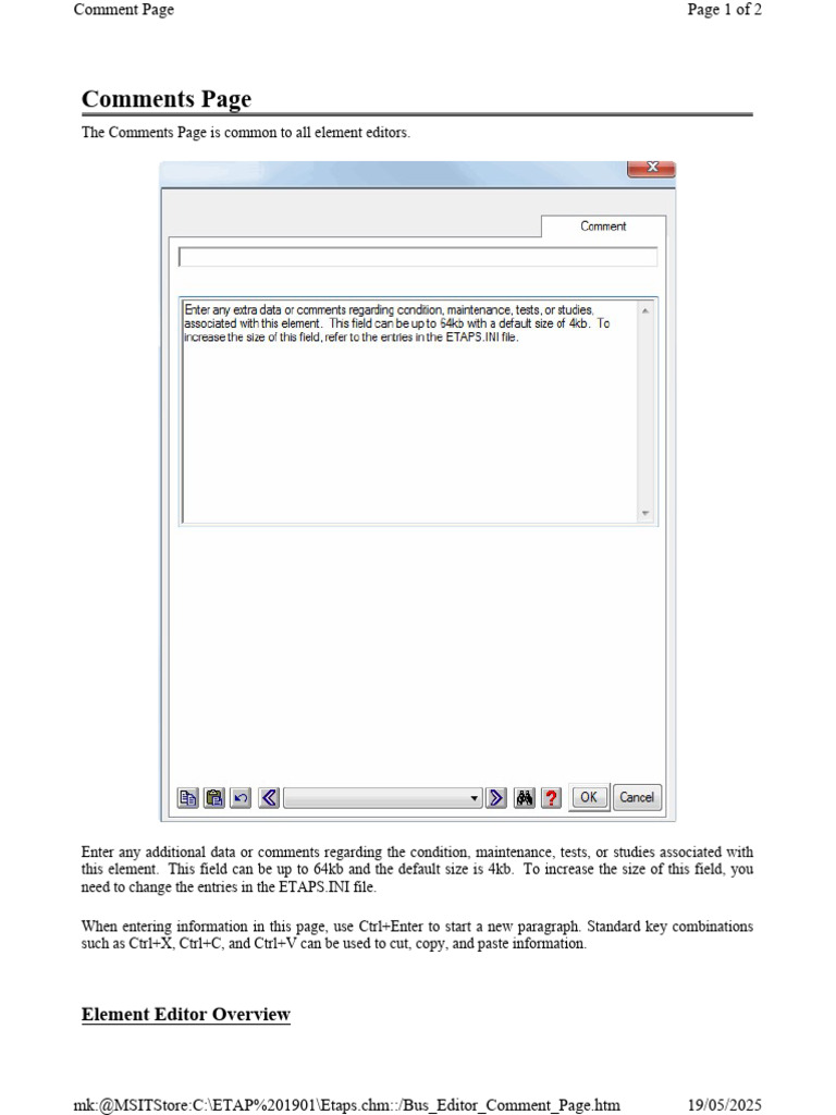 Element Editor Comments Page Guide | PDF