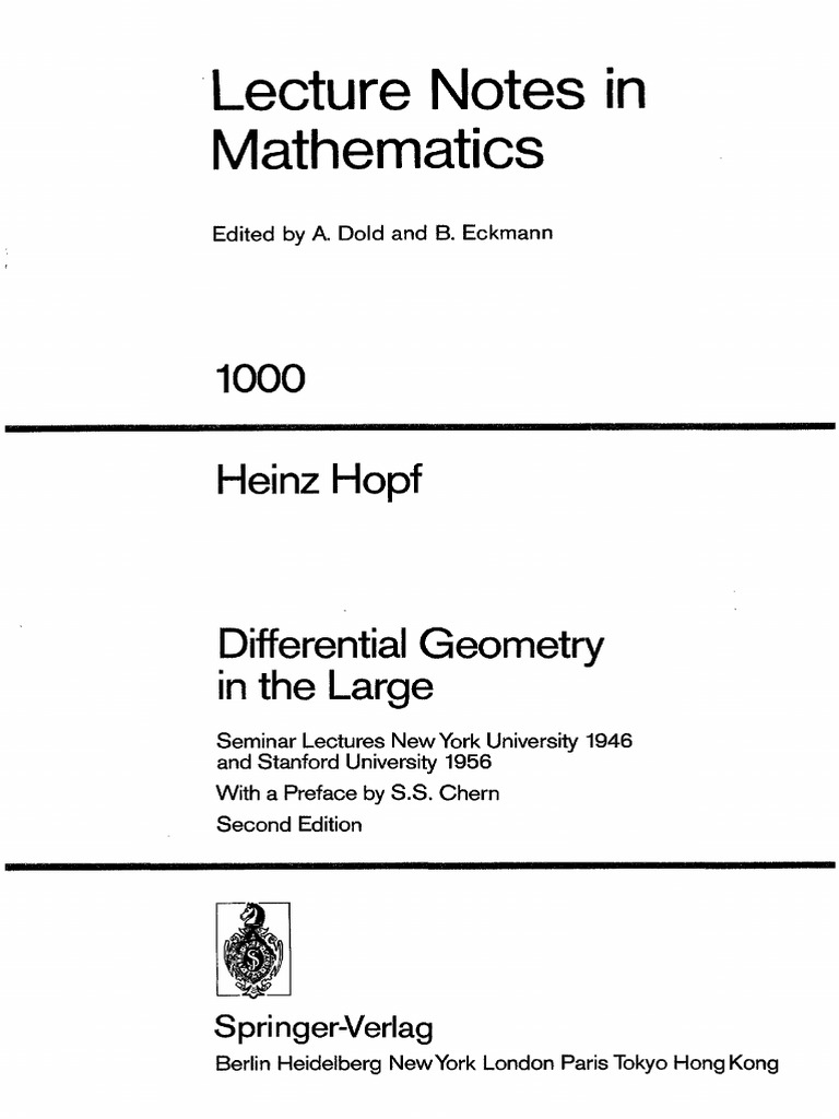 (Lecture Notes in Mathematics 1000) Heinz Hopf (Auth.) - Differential ...