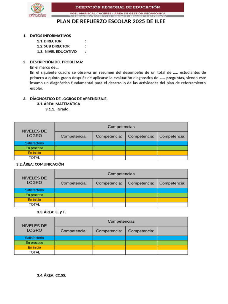Plan de Refuerzo Escolar 2025 Secundaria | PDF | Aprendizaje | Enseñando