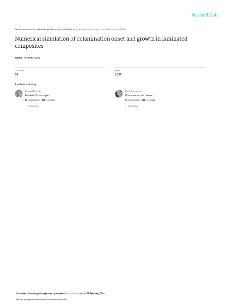 1 - Numerical Simulation of Delamination Onset and Gro | PDF | Fracture ...