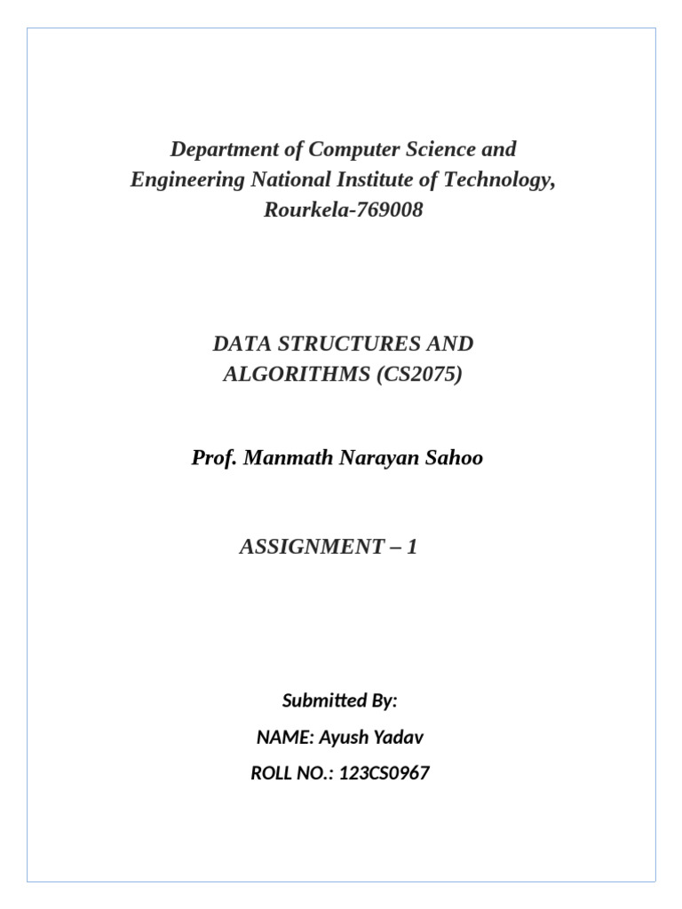DSA Assignment 1 - 123CS0967 | PDF | Pointer (Computer Programming ...
