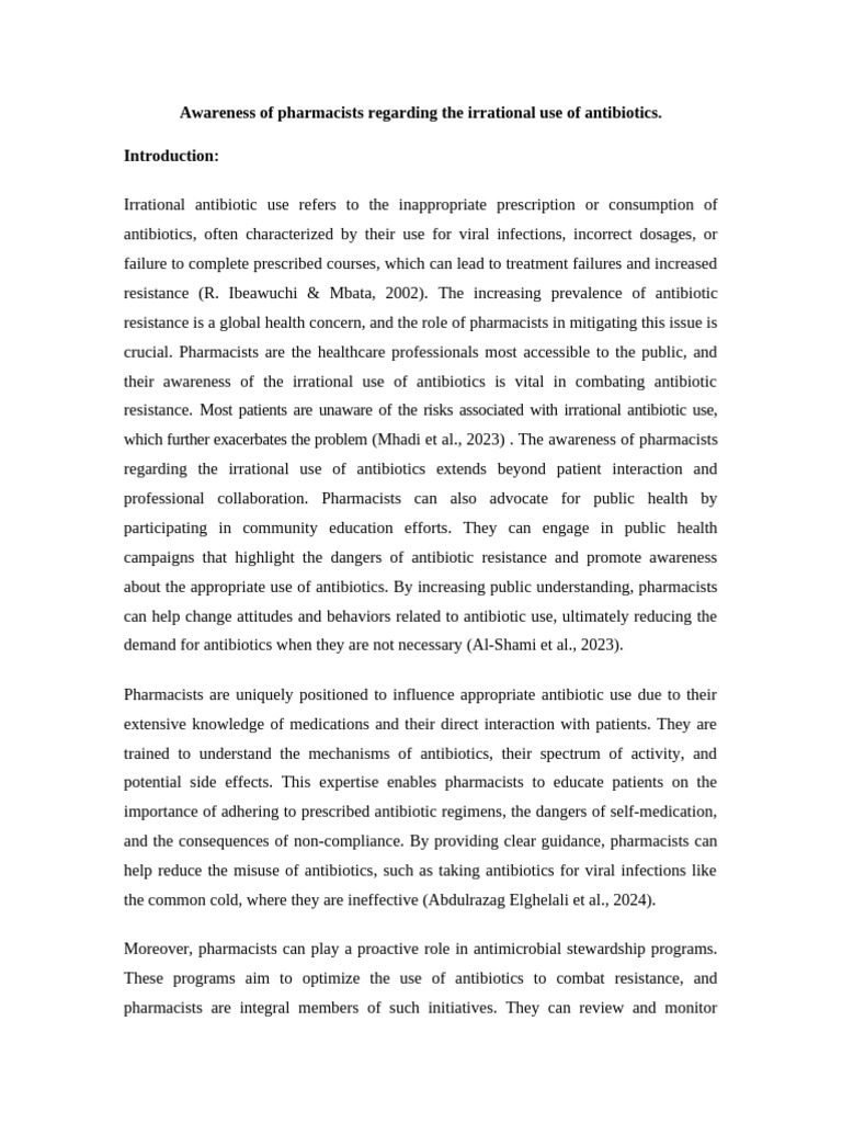 Pharmacists' Awareness of Antibiotic Misuse | PDF | Antimicrobial ...