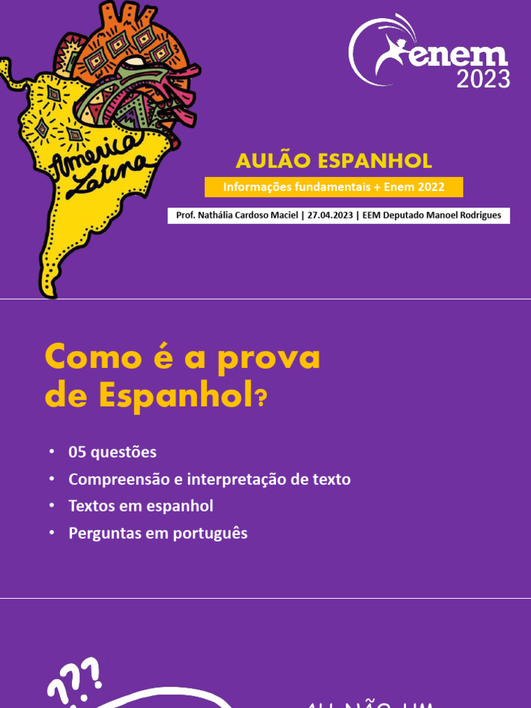 Questões de Espanhol para o ENEM 2022 | PDF