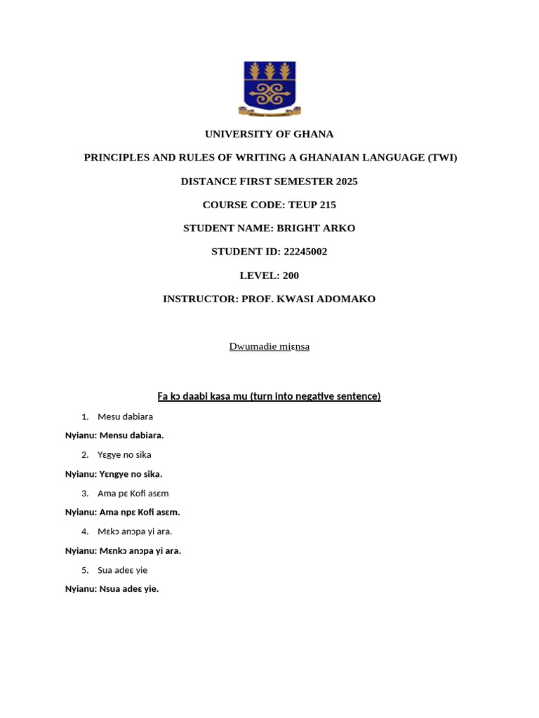 TWI Language Writing Rules Guide | PDF