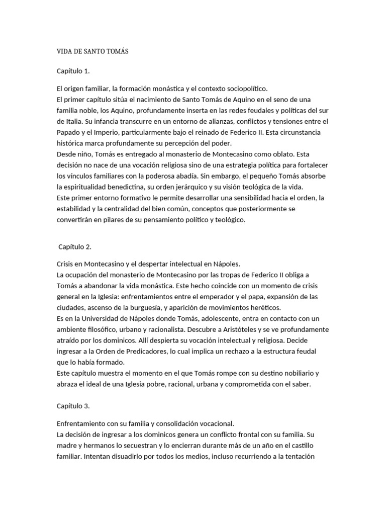 Vida Santo Tomas Caps 1 Al 10 | PDF | Tomás de Aquino | Orden dominicana