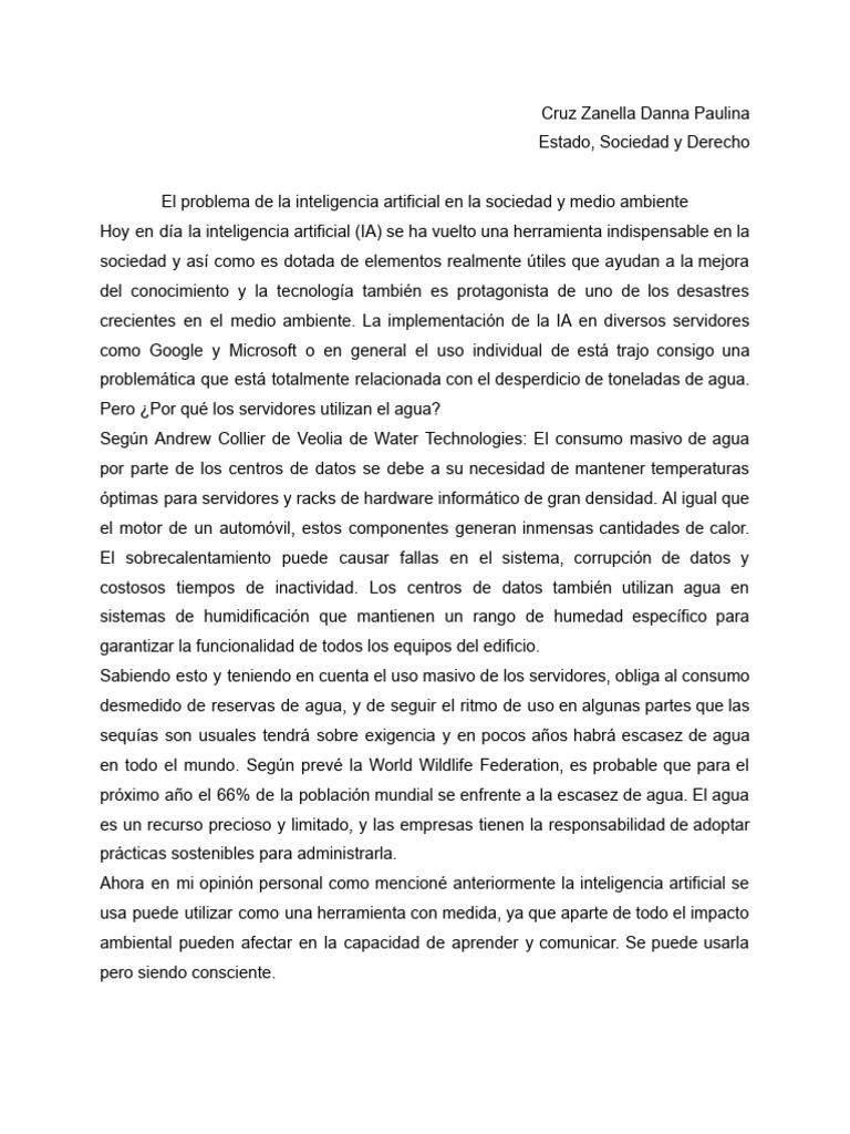 Impacto de la IA en el consumo de agua | PDF | Inteligencia artificial ...