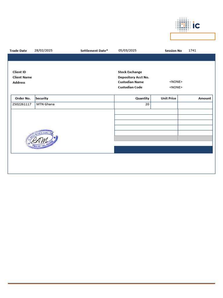 Contract Note for MTN Ghana Trade | PDF | Securities (Finance ...