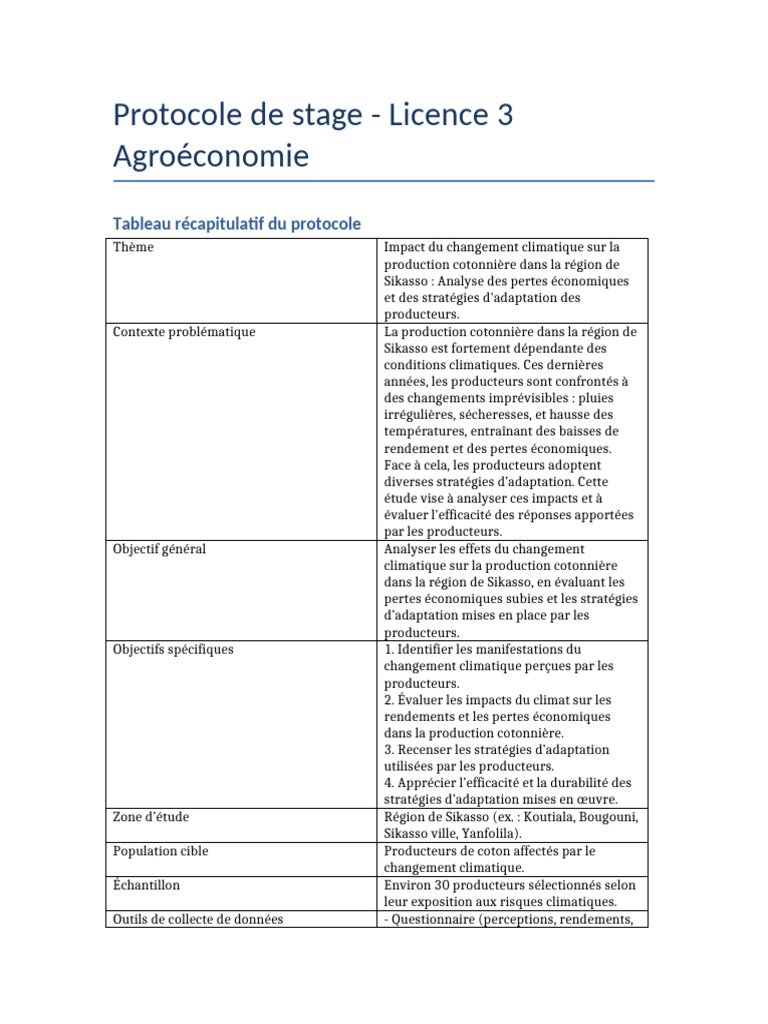 Impact du climat sur la production cotonnière | PDF | Changement ...