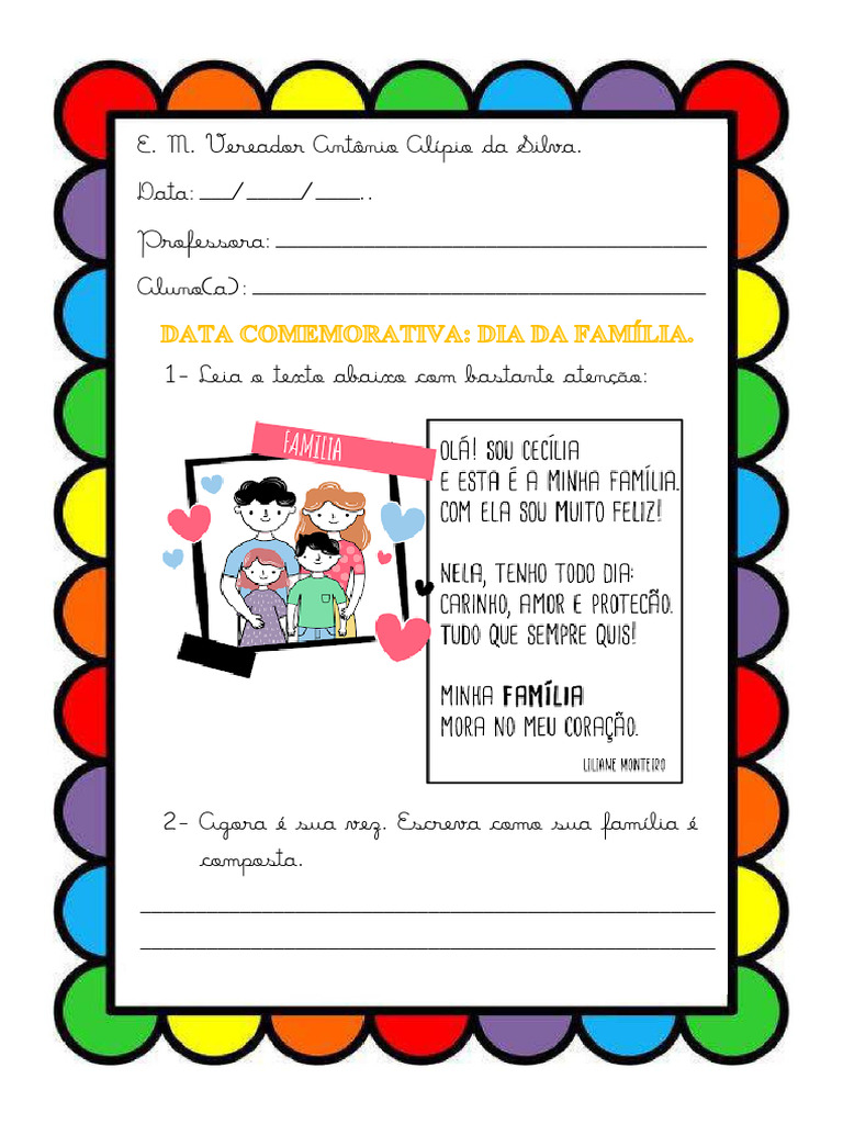 Atividades sobre Composição Familiar | PDF