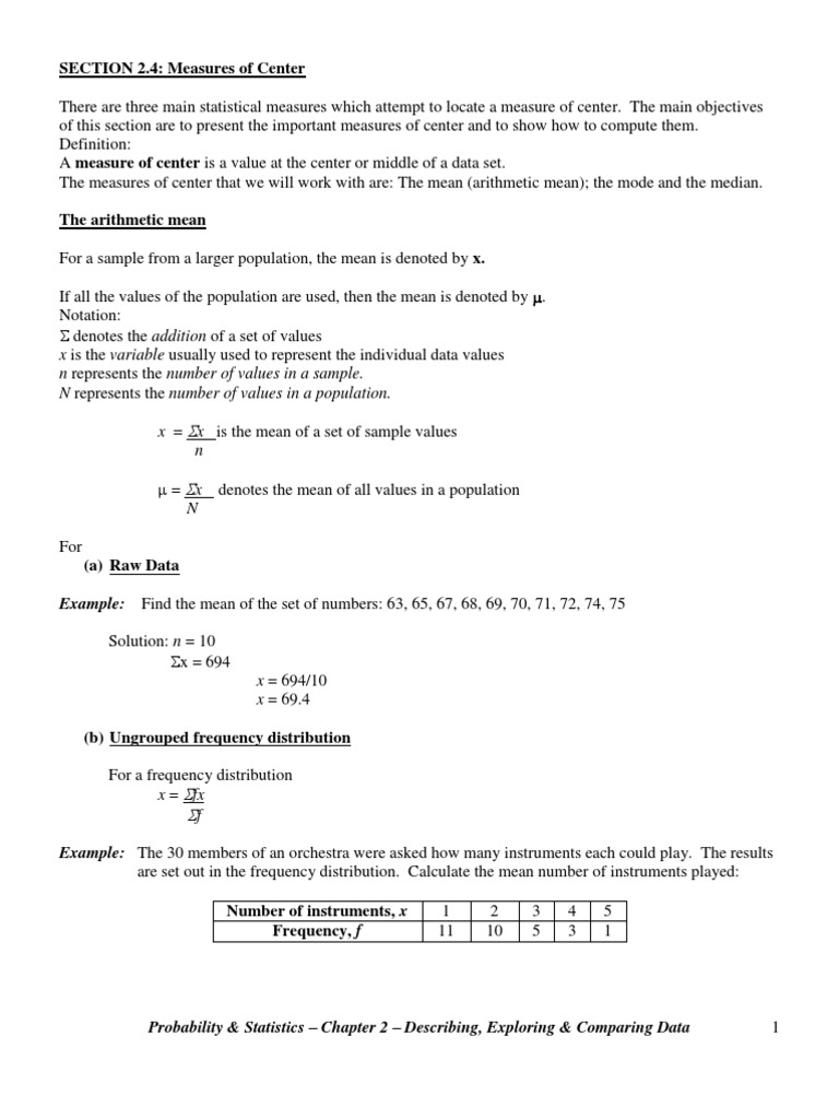 Chapter 3 - Describing Comparing Data | PDF | Mode (Statistics ...