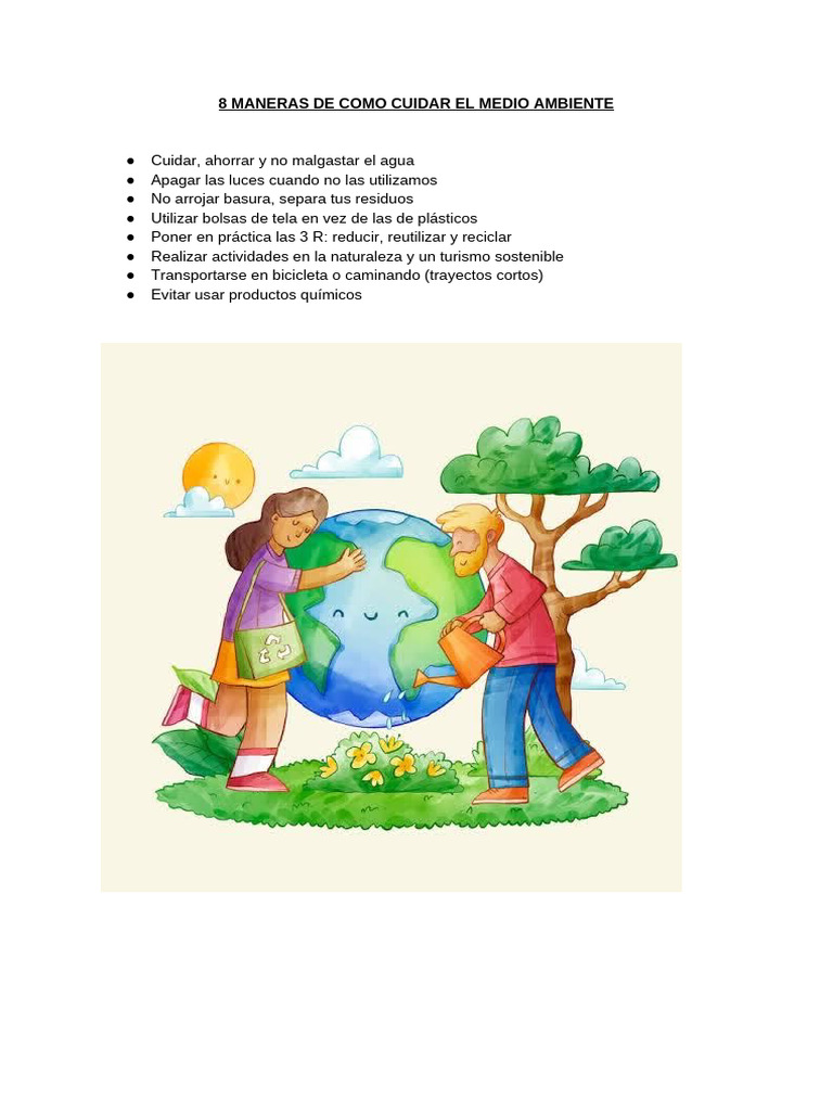8 Consejos para Cuidar el Medio Ambiente | PDF