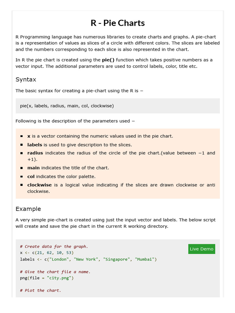 Creating Pie Charts in R | PDF | Pie Chart | Chart