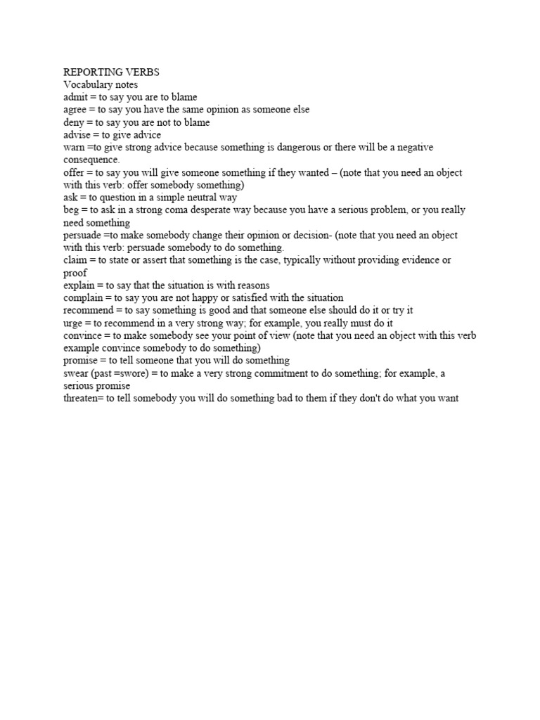 Essential Reporting Verbs Explained | PDF