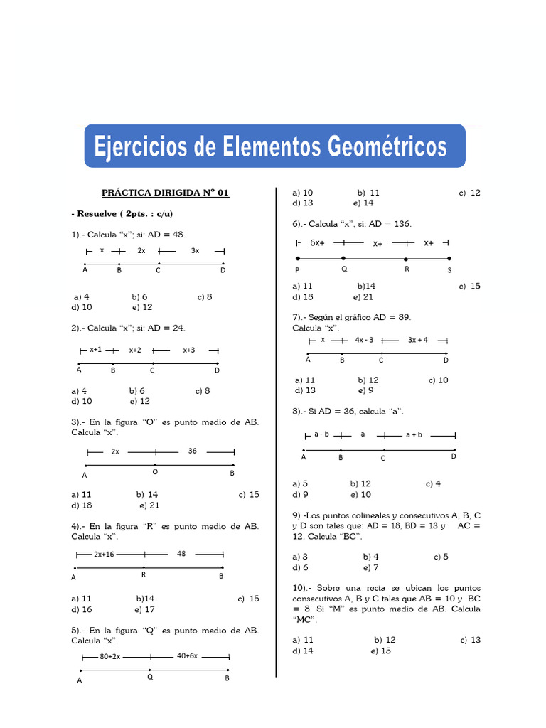 Ejercicios de Geometría para Secundaria | PDF | Matemática Elemental ...