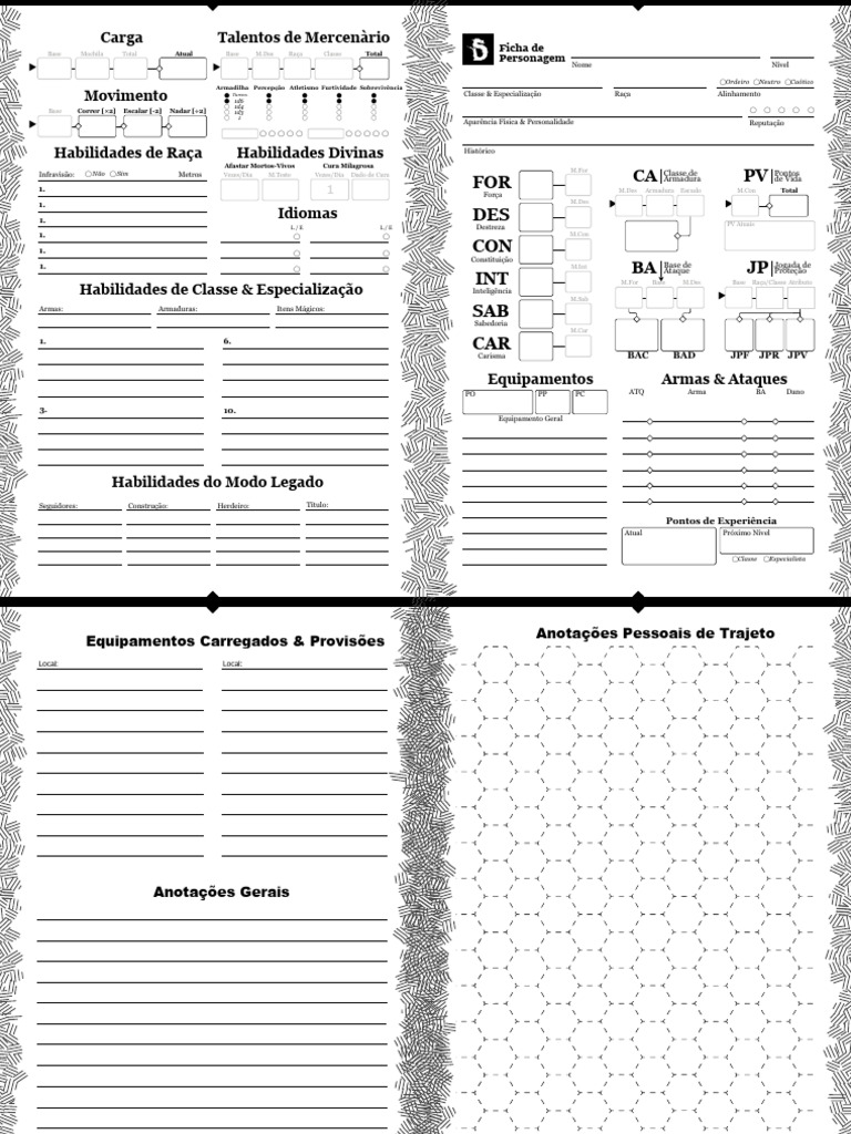 Ficha de Personagem para RPG | PDF | Jogos | Videogames