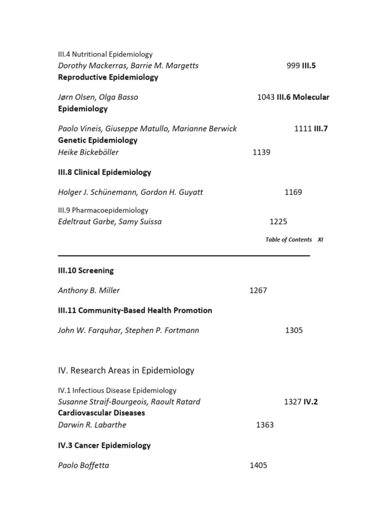 Overview of Epidemiology Research Areas | PDF | Epidemiology | Health ...