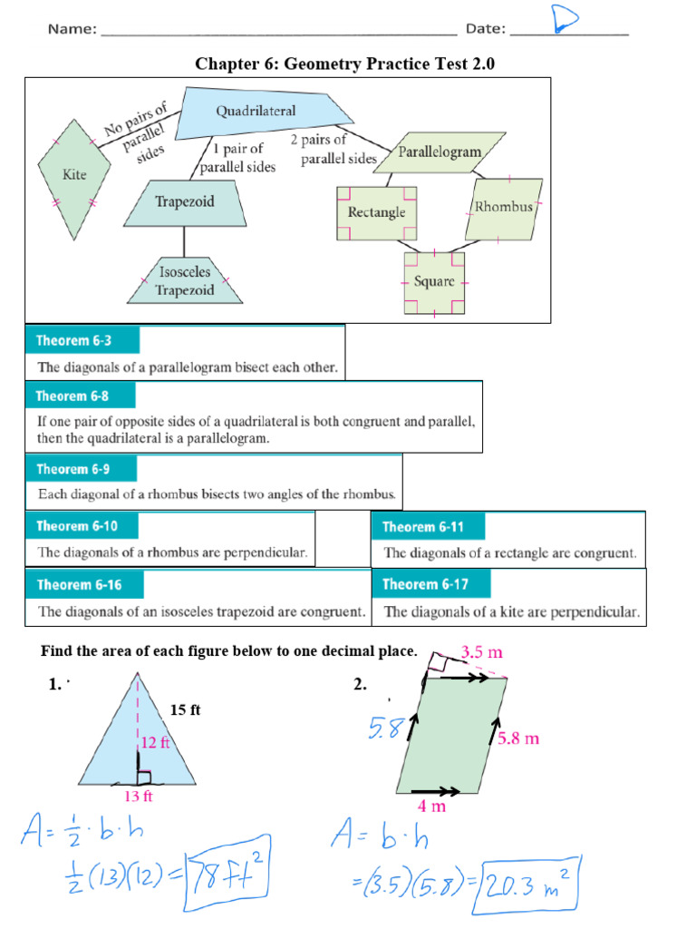 Geometry Chapter 6 Practice Test | PDF