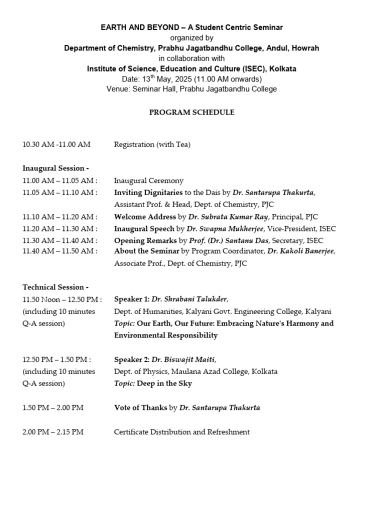 Program Schedule Final | PDF