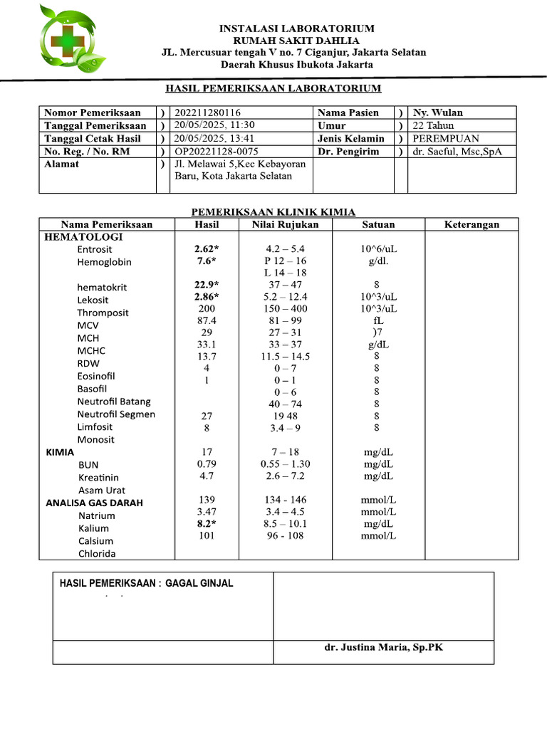 Hasil Lab Gagal Ginjal | PDF