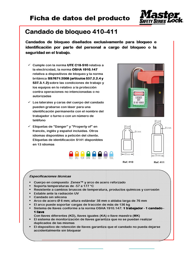 Catálogo de Candados Master Lock | PDF