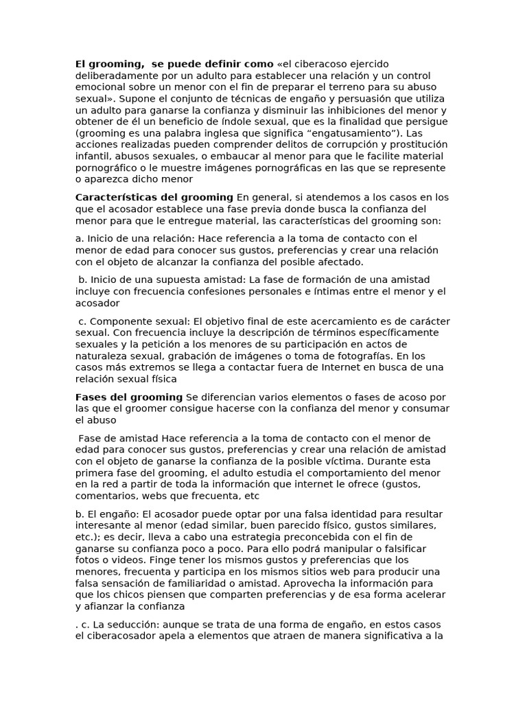 Definición y fases del grooming | PDF | Intimidación | Psicología Social