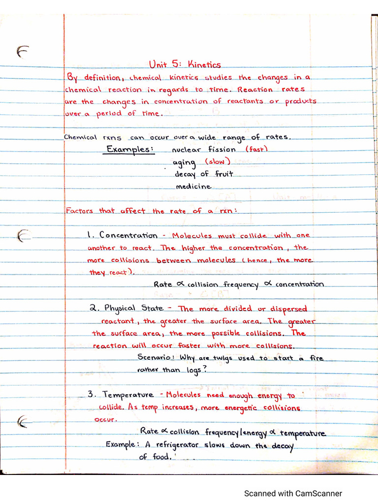 Unit 5 - Kinetics Lecture Notes | PDF