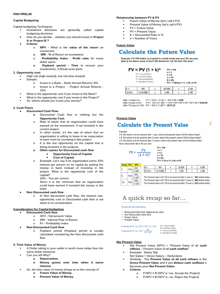 Capital Budgeting Techniques Explained | PDF | Net Present Value ...