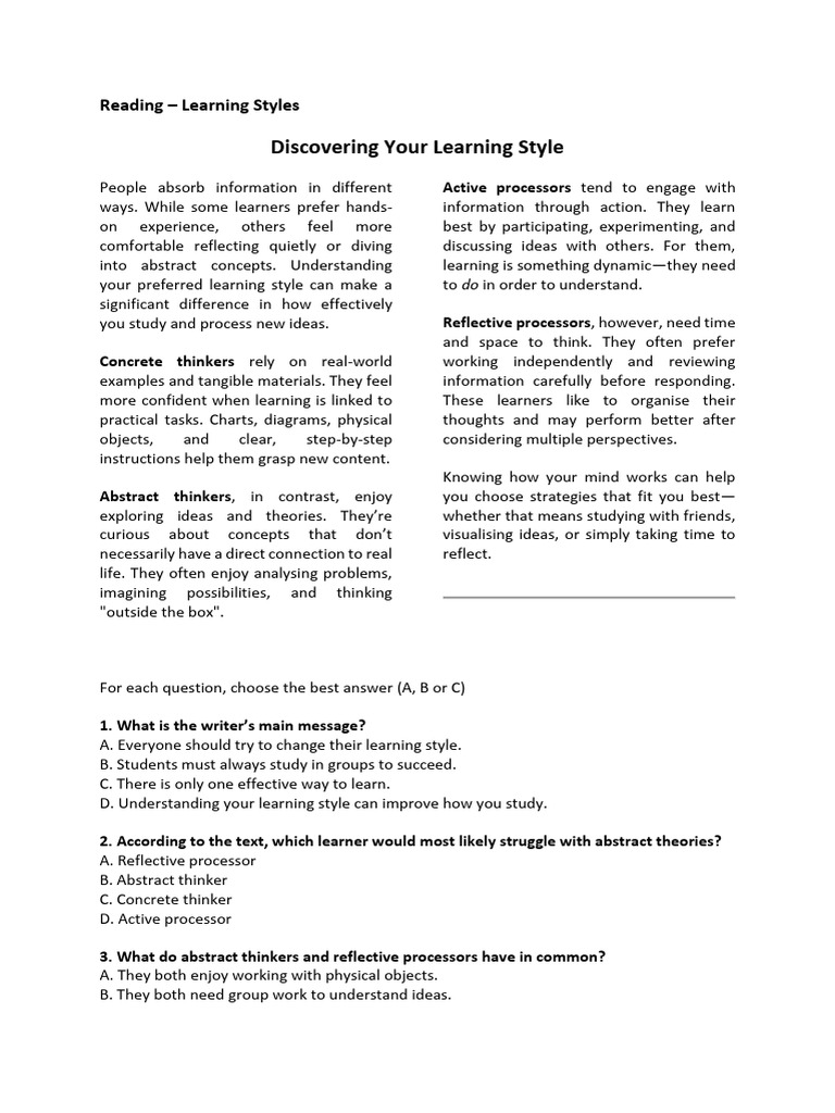 Understanding Your Learning Style | PDF | Learning Styles | Learning
