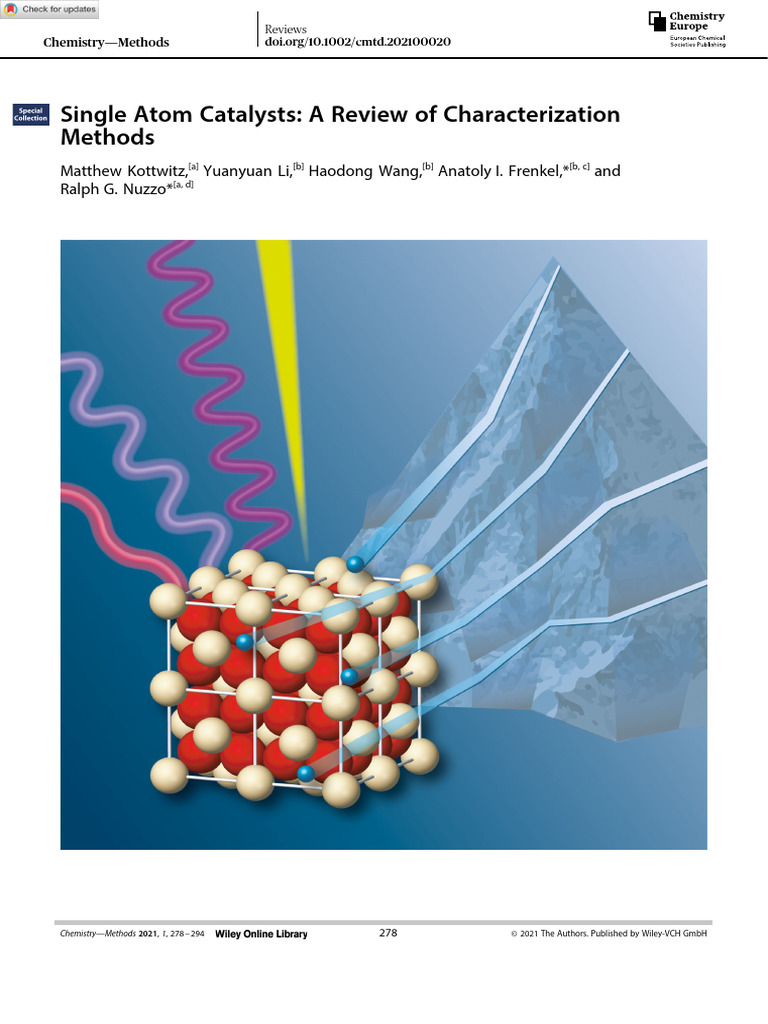 Chemistry Methods - 2021 - Kottwitz - Single Atom Catalysts A Review of ...