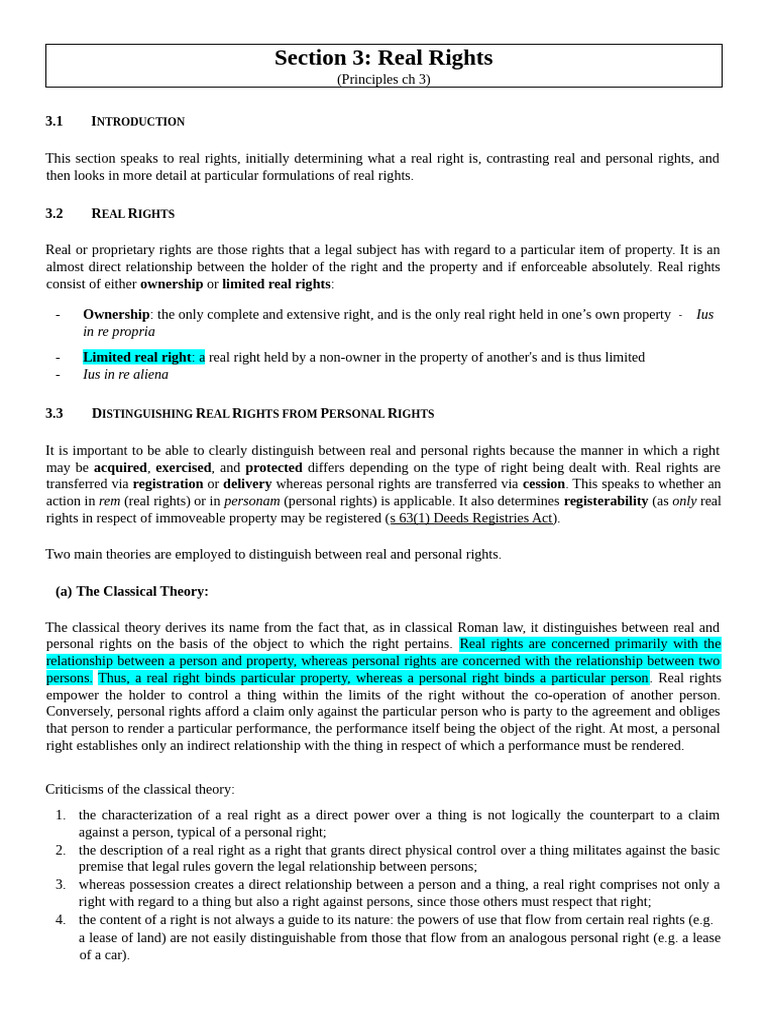 Understanding Real Rights in Law | PDF | Mortgage Law | Mortgages