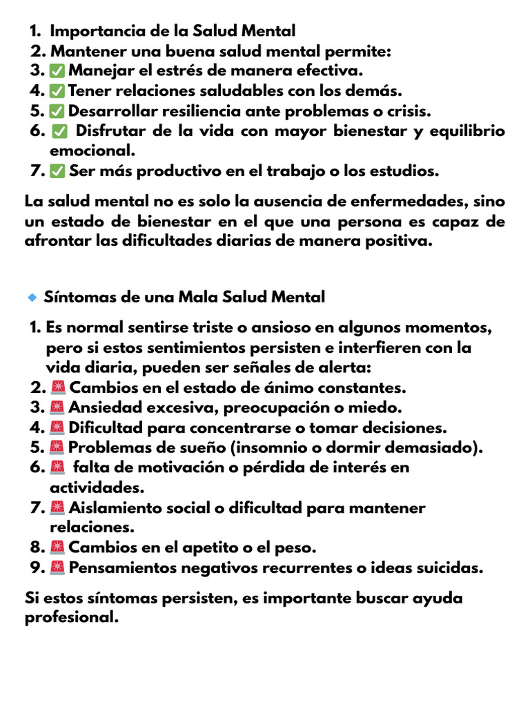 Importancia de La Salud Mental | PDF
