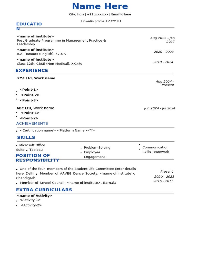 Simple One Page Template 3 AceMBA PDF