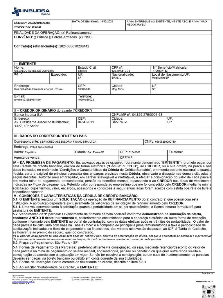 CCB 202412190827345 | PDF | Empréstimos | Crédito