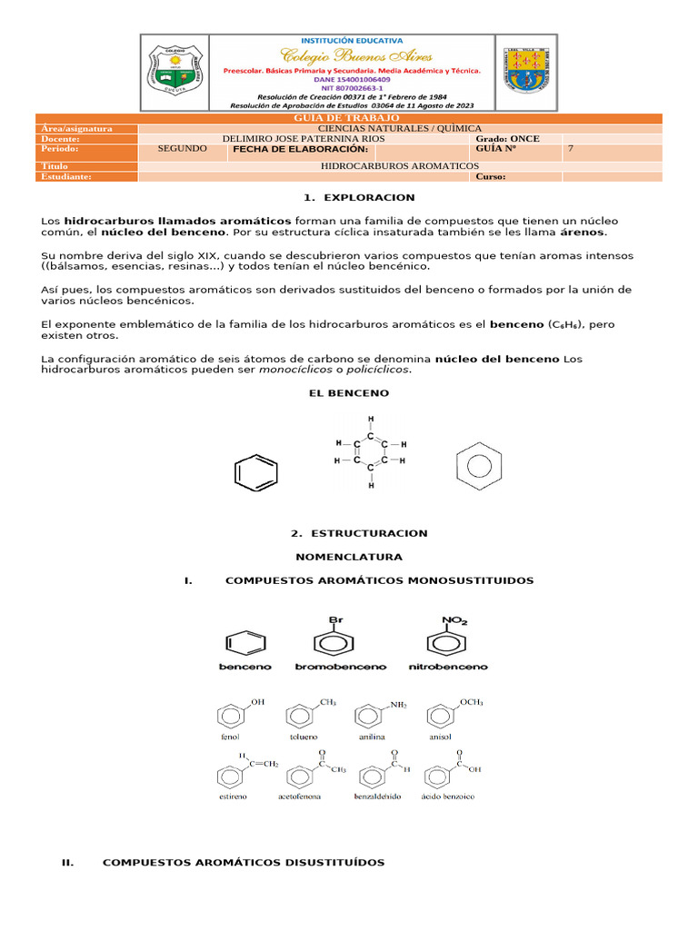 Hidrocarburos Aromáticos: Guía de Estudio | PDF | Aromaterapia | Benceno
