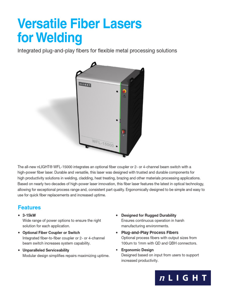 nLIGHT WFL-15000 Fiber Laser Specs | PDF | Optical Fiber | Laser