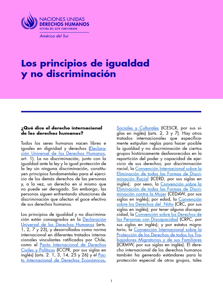 Igualdad y No Discriminación en Derechos Humanos | PDF | Discriminación ...