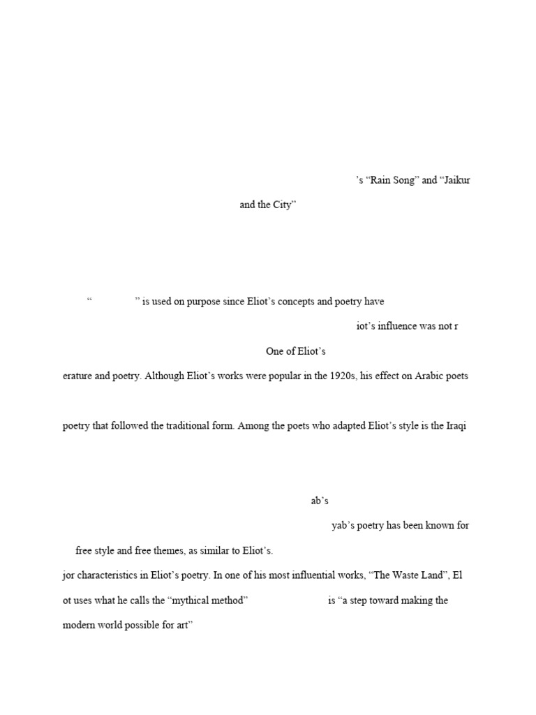 Mythical Method in As-Sayyab's Poetry | PDF | T. S. Eliot | Poetry