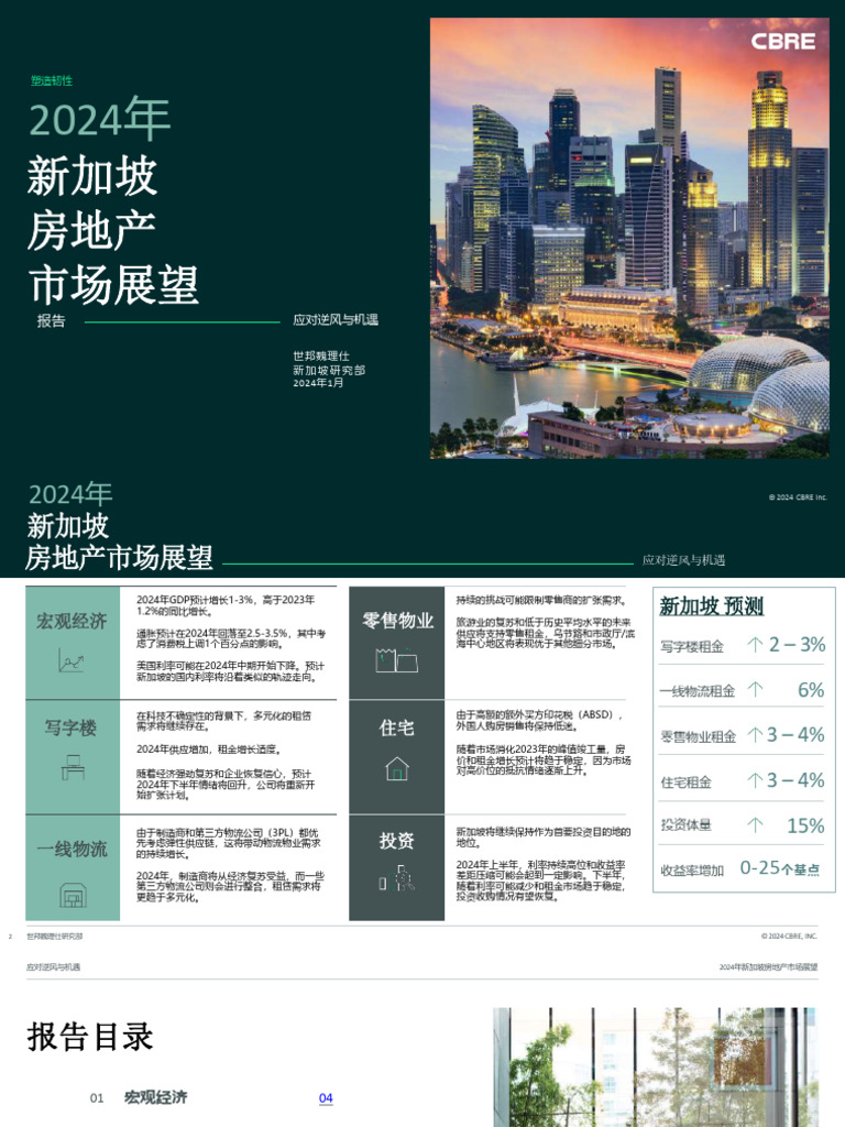 2024年新加坡房地产市场展望（中文版） | PDF