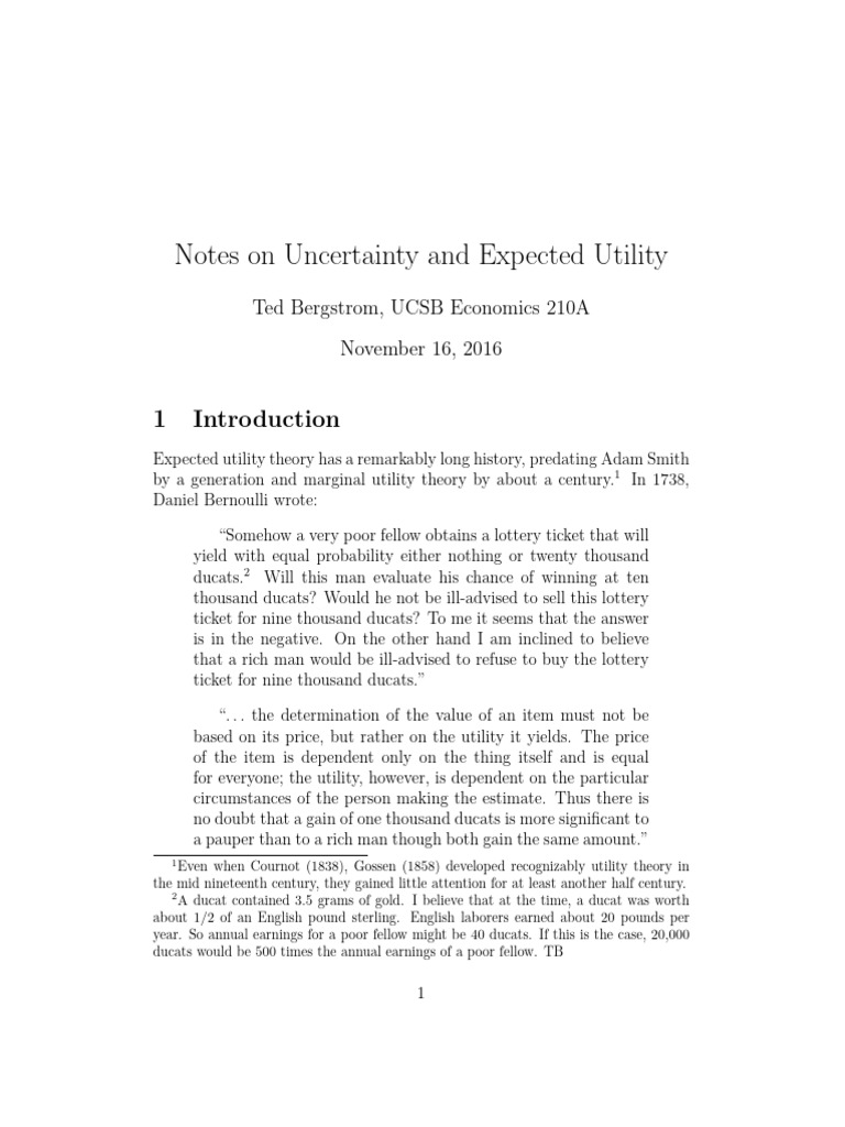Expected Utility Theory Insights | PDF | Utility | Risk Aversion