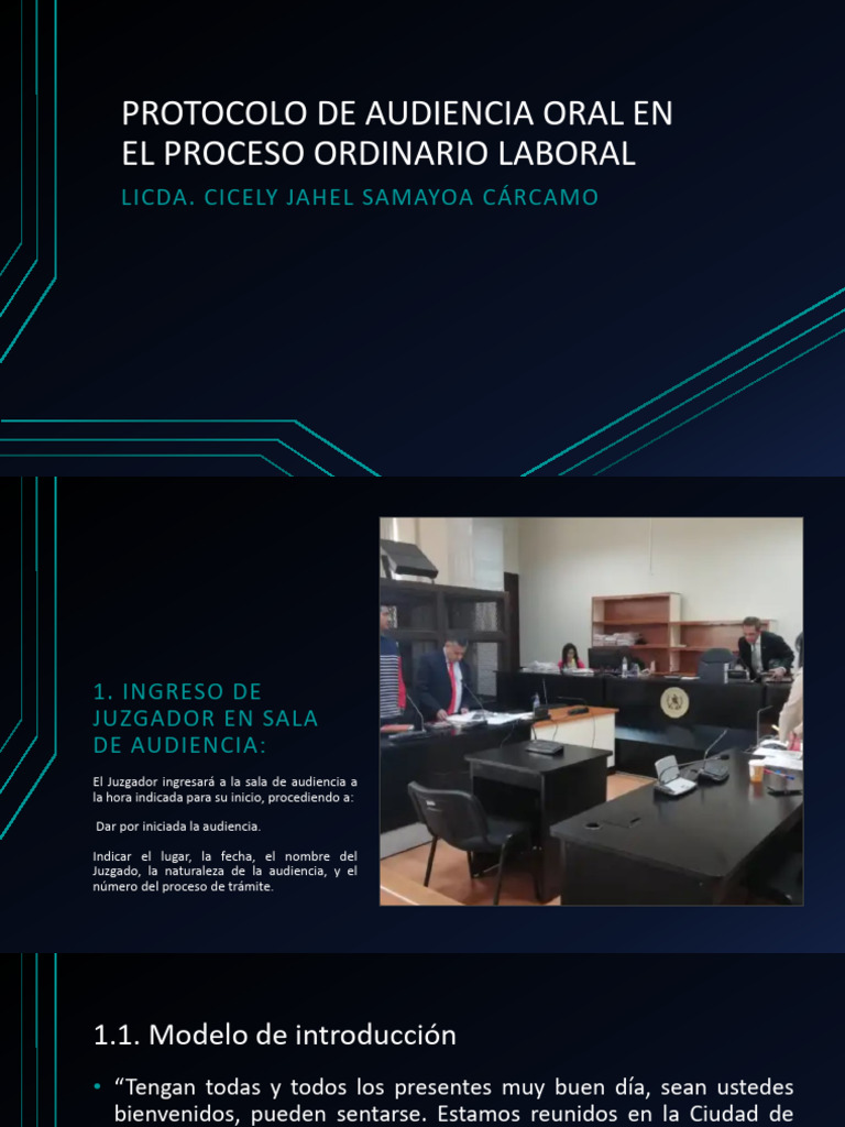 Protocolo de Audiencia Oral Laboral | PDF | Justicia | Crimen y violencia