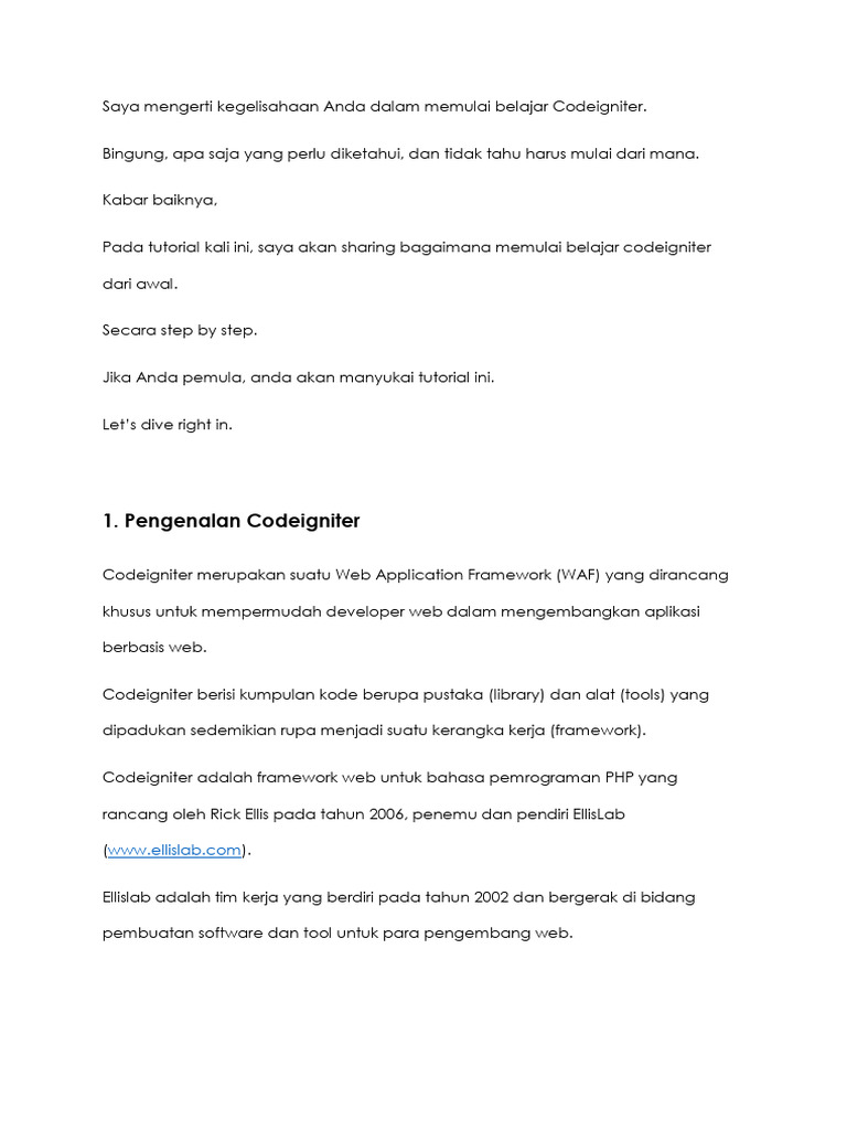 Panduan Pemula Belajar Codeigniter | PDF