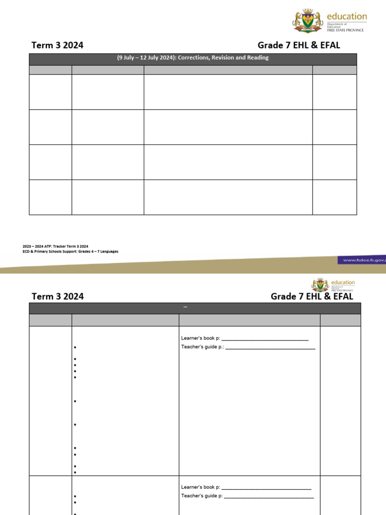 Grade 7 Term 3 English ATP Tracker | PDF | Vocabulary | Adjective