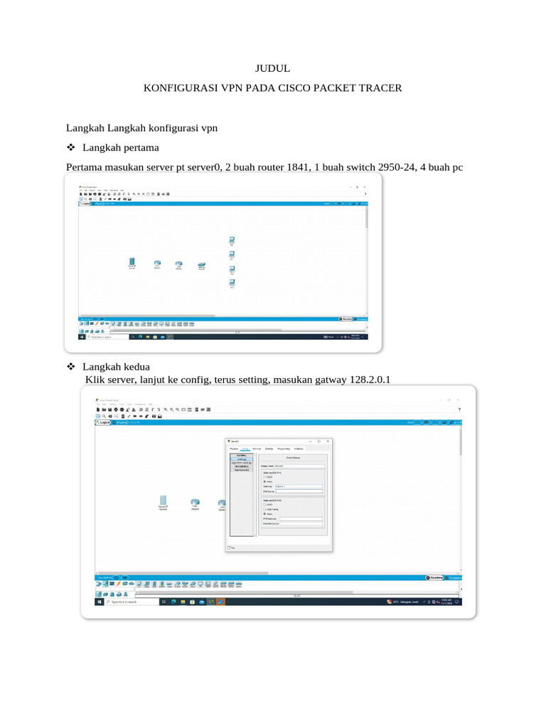 Konfigurasi VPN di Cisco Packet Tracer | PDF