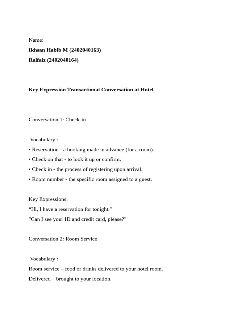 Ralfaiz - Transactional Conversation | PDF | Waiting Staff
