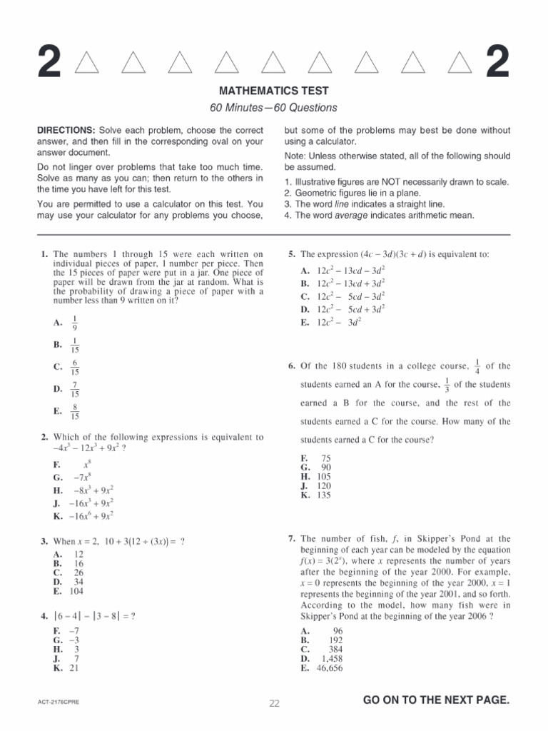 ACT MATHt 2022 | PDF